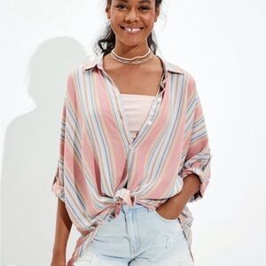 American Eagle Outfitters Multicolor Striped Button Down Shirt